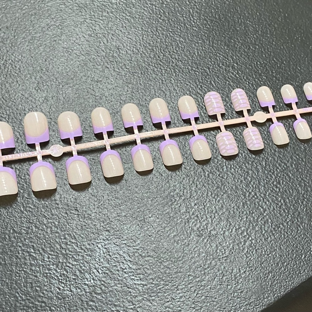 Purple and Cream Press-On Nails
